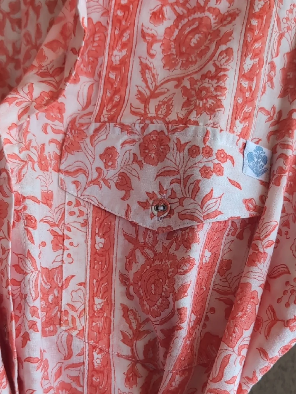 Sue Sartor Coral Floral Shirt Dress